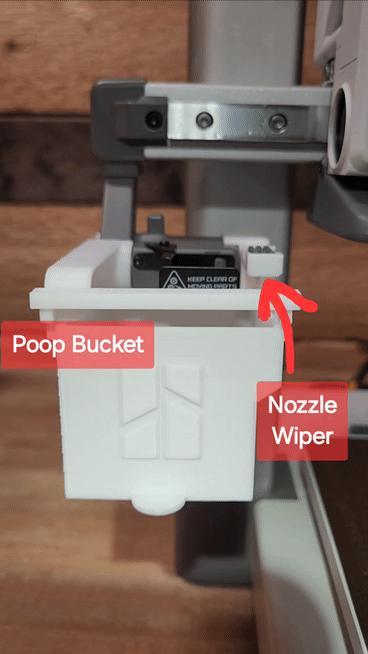 A1 Poop Bucket and Nozzle Purge Wiper Combo