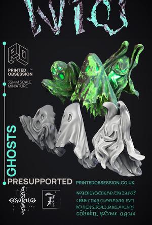 Ghosts – 3 Models – Undead Creature – PRESUPPORTED – Illustrated and Stats – 32mm scale