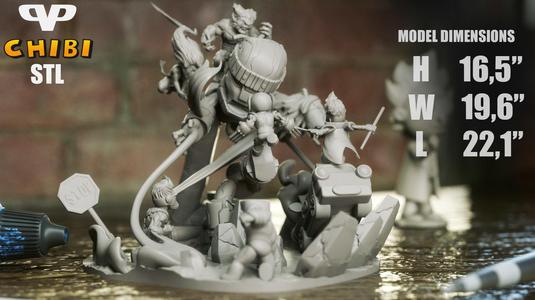 X-Men vs Sentinel Chibi Diorama for 3D Printing STL
