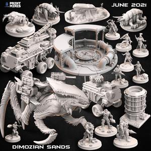 Dimozian Sands Collection – two factions survive the desert using aliens vs tech!