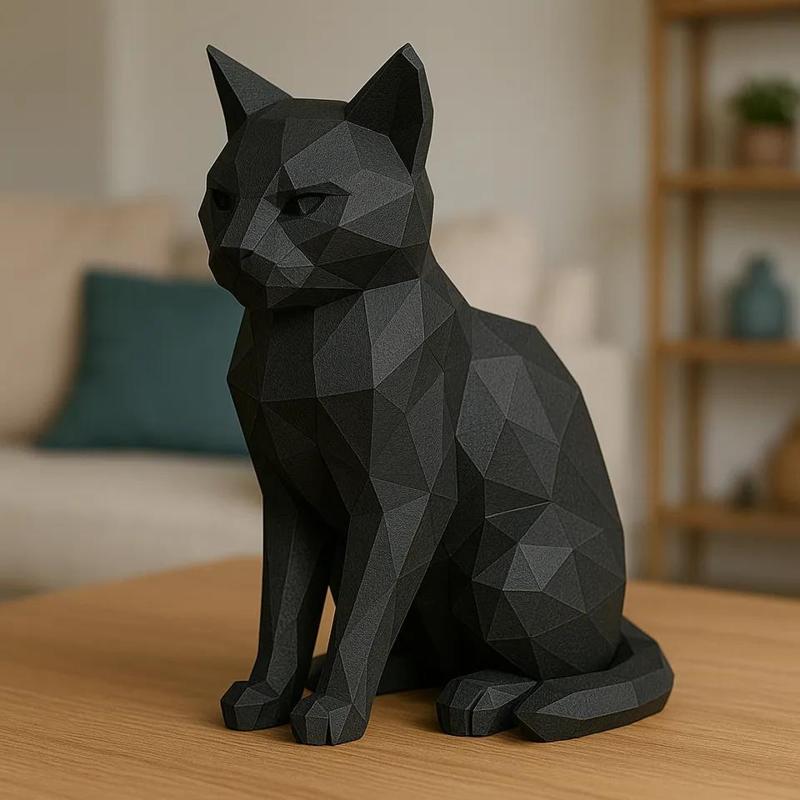 Modern Geometric Low Poly Cat Kitten   