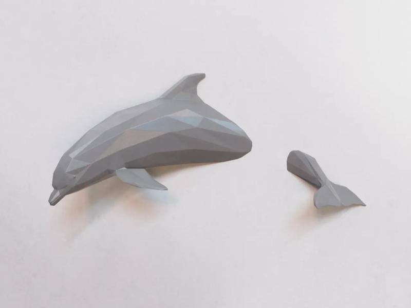 Low Poly Wall Dolphin