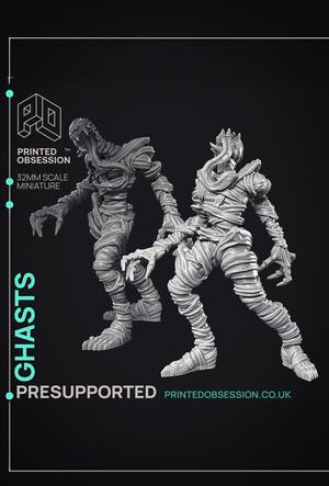 Ghasts – 2 models – Undead Creature – Ghast Busters – PRESUPPORTED – Illustrated and Stats – 32mm sc