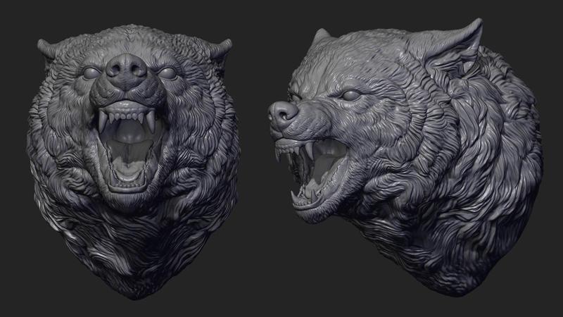 Wolf face head