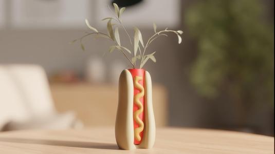 3D-Printed Hot Dog Vase – Whimsical Decor with a Dash of Humor