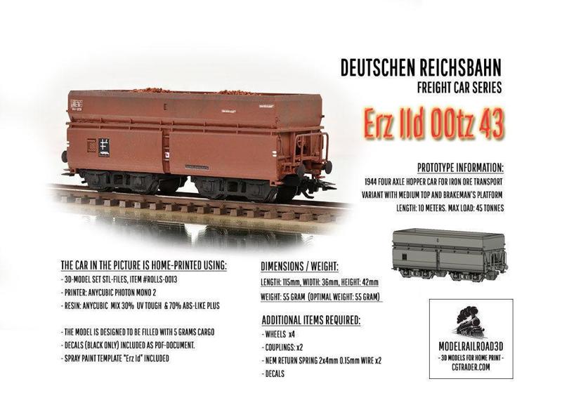 ROLLS-0013 German State Railways Hopper car Erz IId H0-scale
