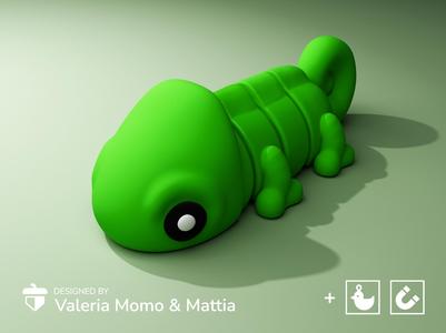 Cute Flexi Pets Chameleon (Keychain & Magnet)