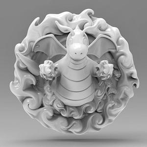 Dragonite 3D Printable Pokemon Fridge Magnet or Wall Decoration