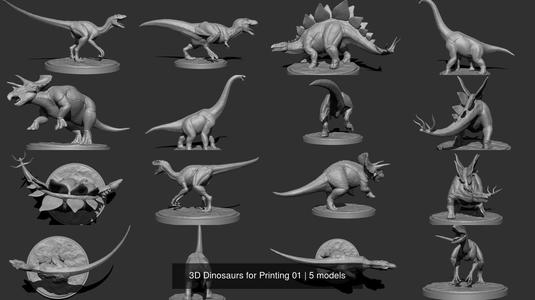 3D Dinosaurs for Printing 01 3D Model Collection