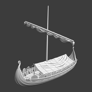 Viking ship model with tent/cover