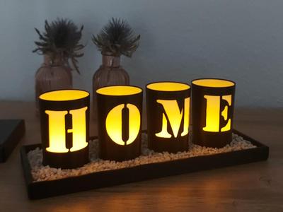 Modern Tealight “HOME” with Tray