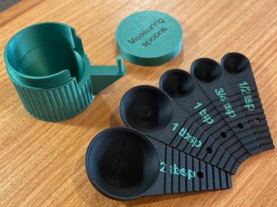Measuring spoon set with two types of containers