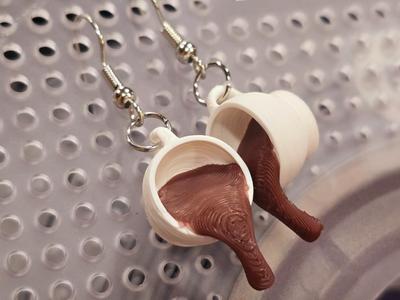 3D Coffee spilling earrings