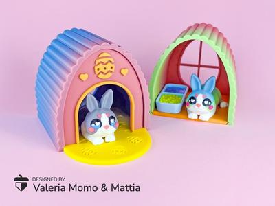 Diorama for Cute Flexi Animals, Cute Bunny Edition