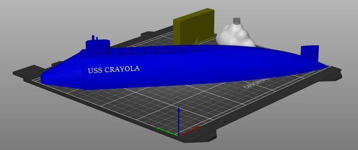 USS Crayola Crayon Submarine with Launch cloud   