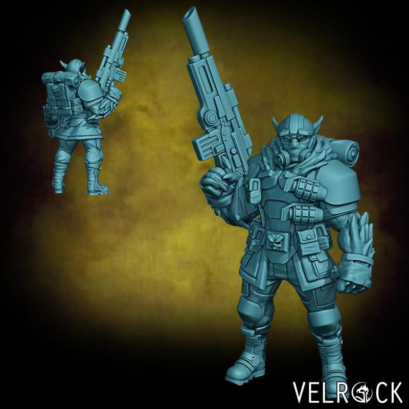 Catian Shock Trooper with Laser Gun 3 (PRESUPPORTED)