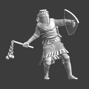 Medieval crusader knight – swinging his flail