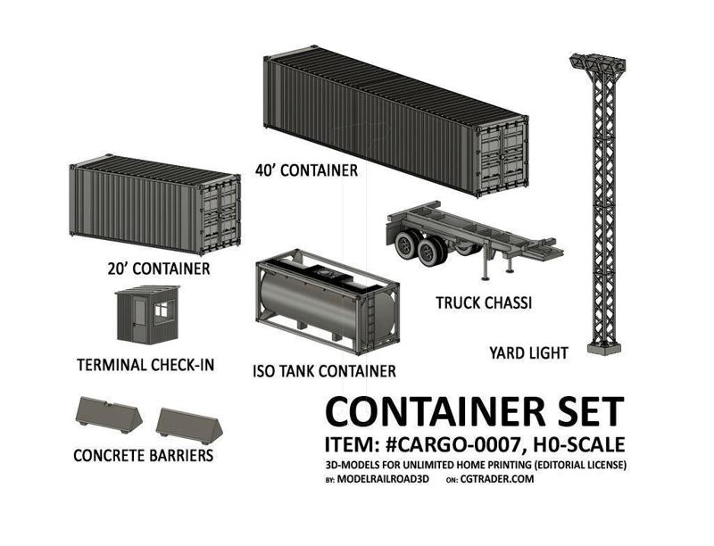 CARGO-0007 Container ISO standard H0-scale 8 items