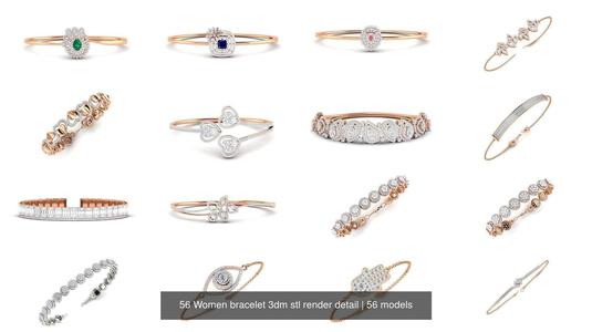56 Women bracelet 3dm stl render detail 3D Model Collection
