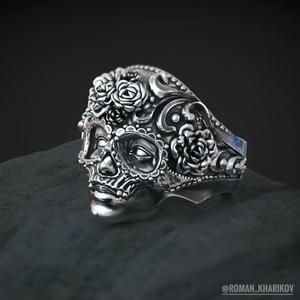 Masquerade Mask Skull Ring 3d model for 3d printing