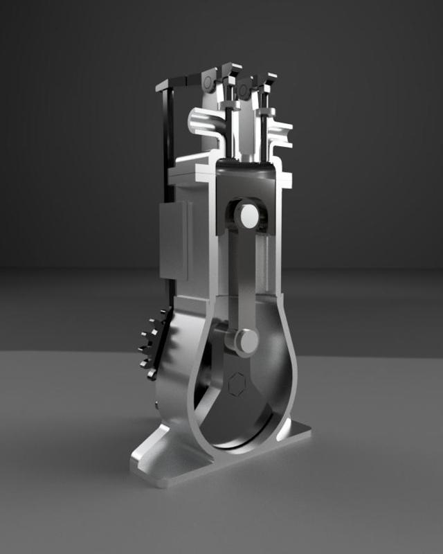 4-stroke engine model / модель 4-тактного двигателя внутреннего сгорания