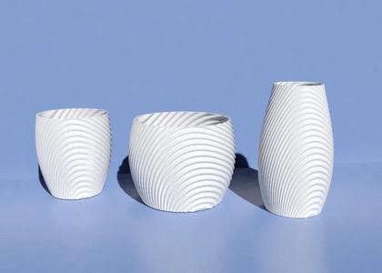 Wavy organic bowl, cups, vase and flower pot.