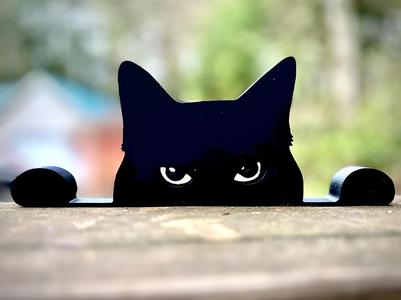 Peering Cat Silhouette (No Supports)