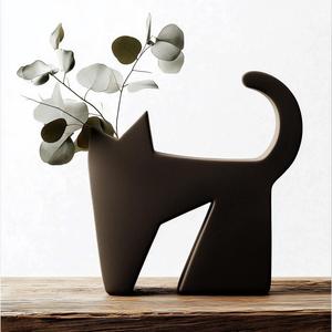 Feline Silhouette Vase – Modern 3D-Printed Decor for Cat Lovers