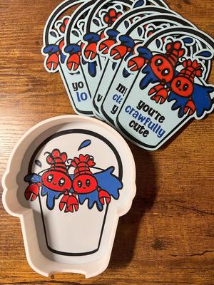 Cute Lobster Valentines Coaster Set