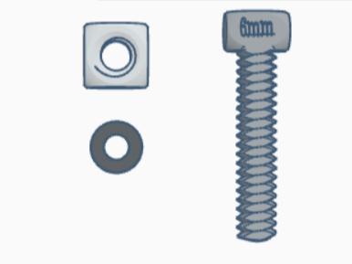 This is a 6mm screw with a nut and a washer