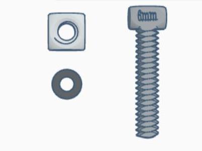 This is a 6mm screw with a nut and a washer