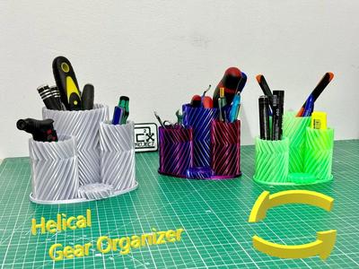 Helical gear organizer vase mode