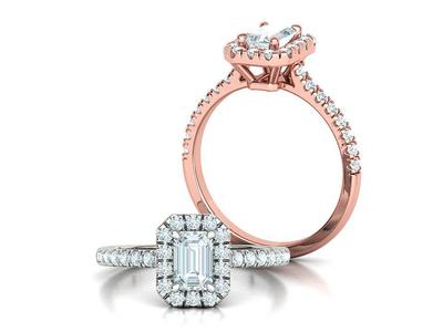 Classic Engagement Halo Ring 6×4 Emerald Cut stone 3dprint ring