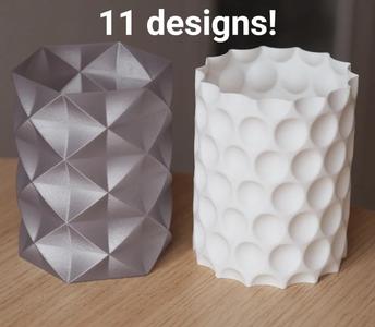 Geometric Pencil Pot Series: 11 Designs (Vase Mode and Sturdy Variants)