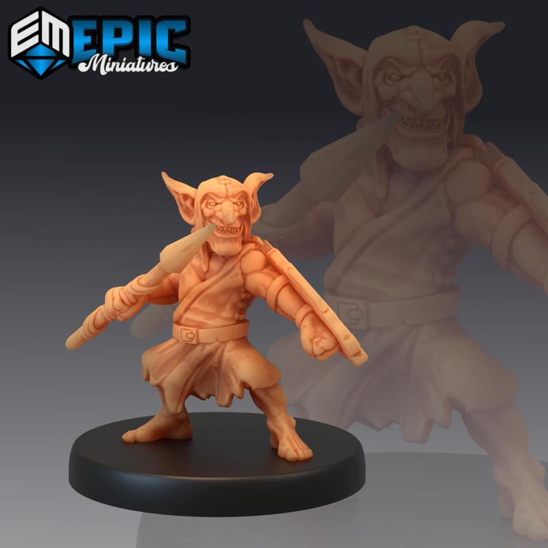Wicked Goblin Tribe Spear & Shield Warrior / Green Skin Army Soldier / Classic Creature