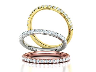 French Pave Half Eternity Diamond Stackable Band ring 19 stones