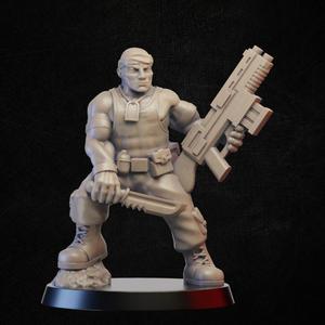 Soldier with gun and knife