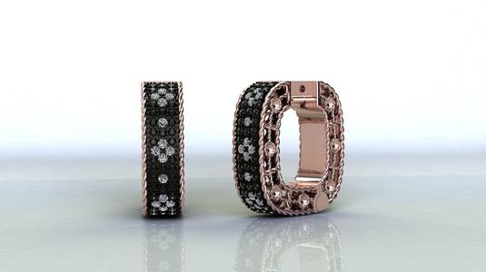 Venetian Princess earring with black and white diamonds