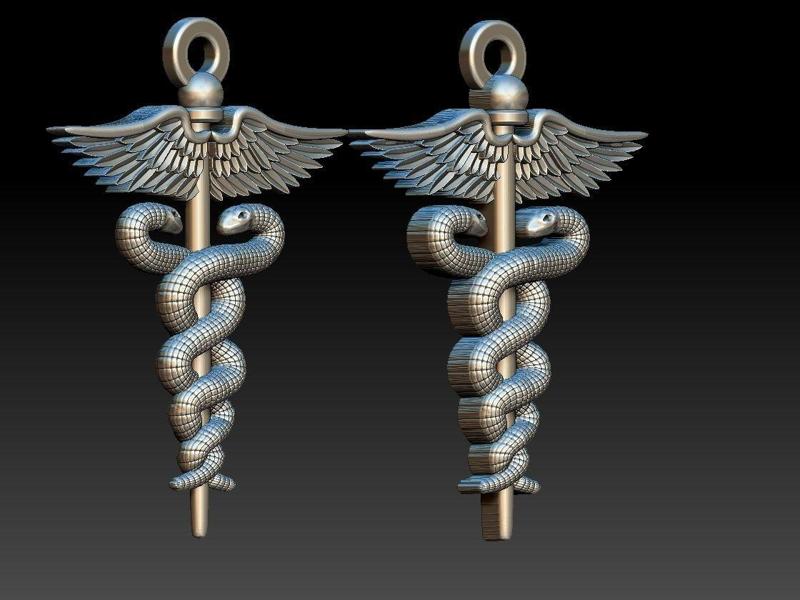 Caduceus Pendant 2 FILE VERSIONS