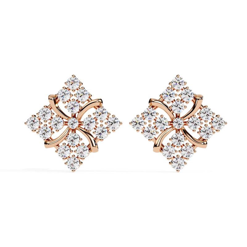 Diamond Studs Earrings 360 animation renders 3dm stl details
