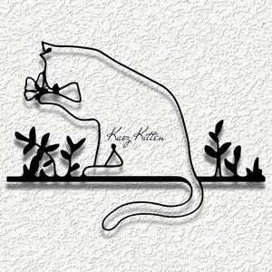 line kitty cat wall art