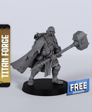 Human Male Paladin Hammer – With Free Dragon  – 5e DnD Inspired for RPG and Wargamers