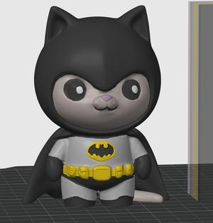 Bat Cat - Batman Cosplay Cat Figurine - 3d print stl and multicolor 3mf file