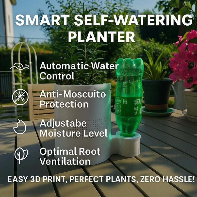 🌿Self Watering Planter, Smart automatic watering flower pot, lazy flower pot automatic siphon, adjustable water level, root ventilation