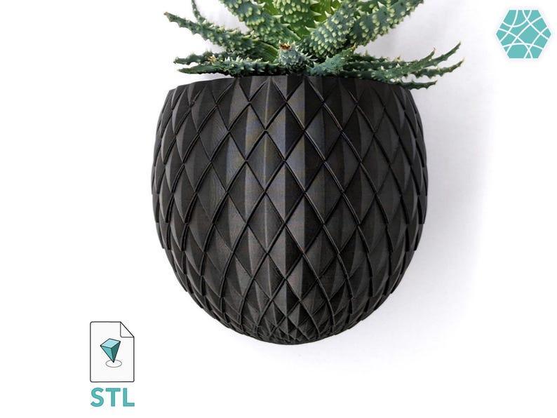 Wall Plant Pot STL 3D Print File Model “Blossomscale” to 3D Print | Wall Mounted Plater |  Instant Download