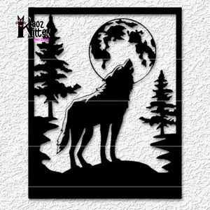 wolf full moon wall art howling wolf mountain decor