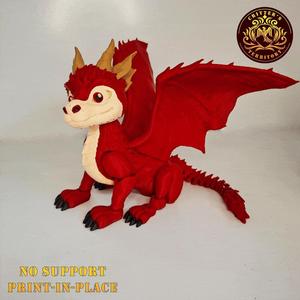 FLEXI WINGED RED DRAGON | NO-SUPPORT CUTE ARTICULATE