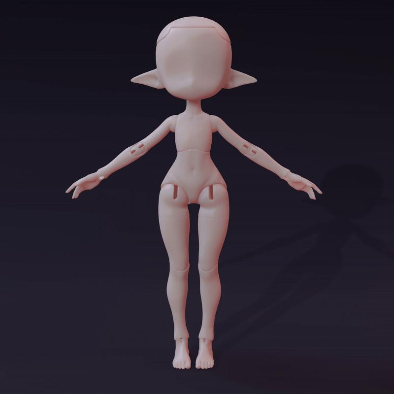 Female BJD-Style Body for Nendoroid + 4 Custom Faceplates