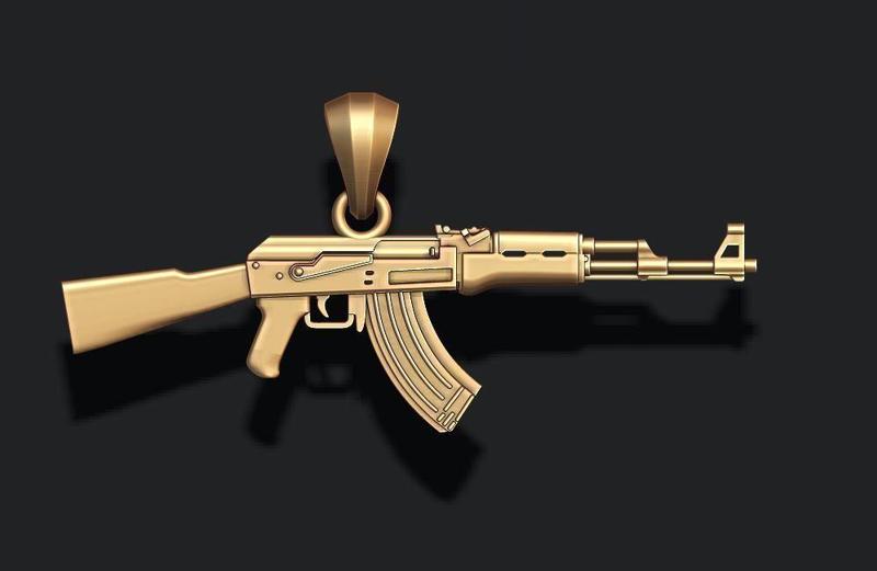 AK 74 gun pendant 3d
