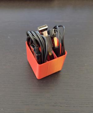 Gridfinity 1×1 USB Cable Bin with 3 Compartments for small cables (thin bottom, no magnets)